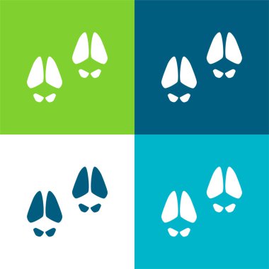 Animal Footprints Flat four color minimal icon set clipart