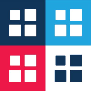Array blue and red four color minimal icon set clipart