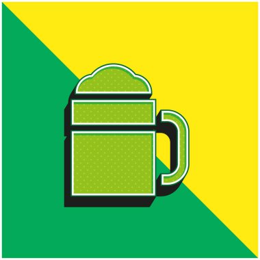 Bira Yeşil ve sarı modern 3d vektör simgesi logosu