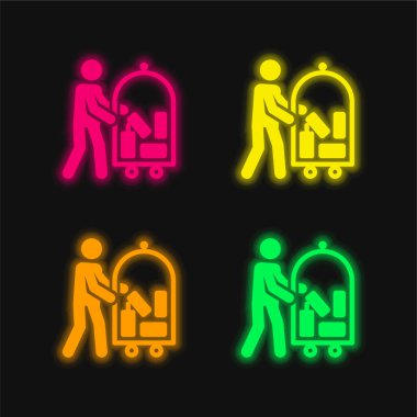 Belboy dört renk parlayan neon vektör simgesi