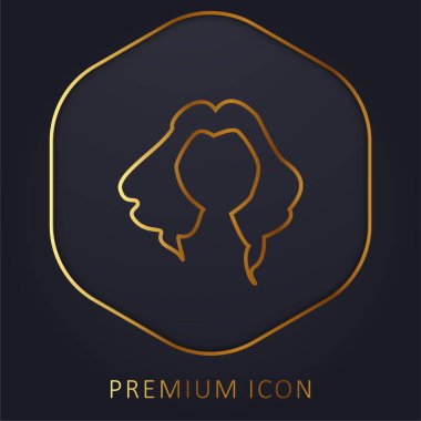 Siyah Uzun Kadın Saç Şekli Altın Çizgili Logo veya Simge