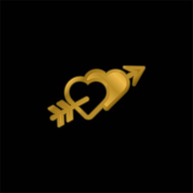 Ok altın kaplamalı metalik simge veya logo vektörü