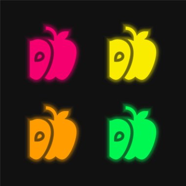 Apple dört renk parlayan neon vektör simgesi