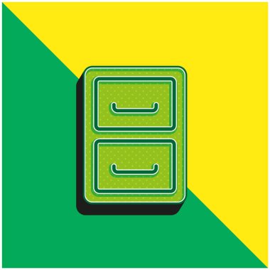 Archive Furniture Of Two Drawers Green and yellow modern 3d vector icon logo clipart