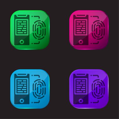 Biometric four color glass button icon clipart
