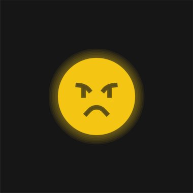 Angry yellow glowing neon icon clipart