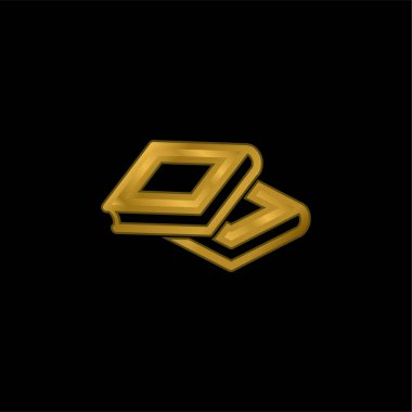 Kitaplar altın kaplamalı metalik simge veya logo vektörü