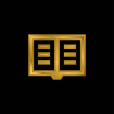 Kitap altın kaplamalı metalik simge veya logo vektörü