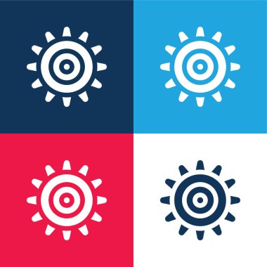 Anemone blue and red four color minimal icon set clipart