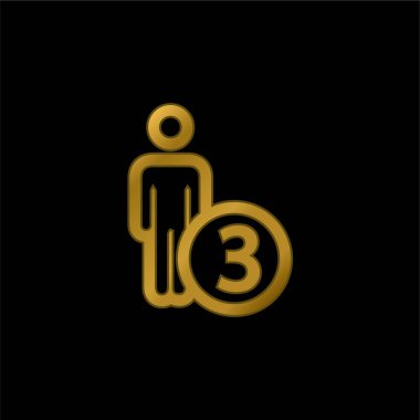 3 Persons Or Person Number Three Symbol gold plated metalic icon or logo vector clipart