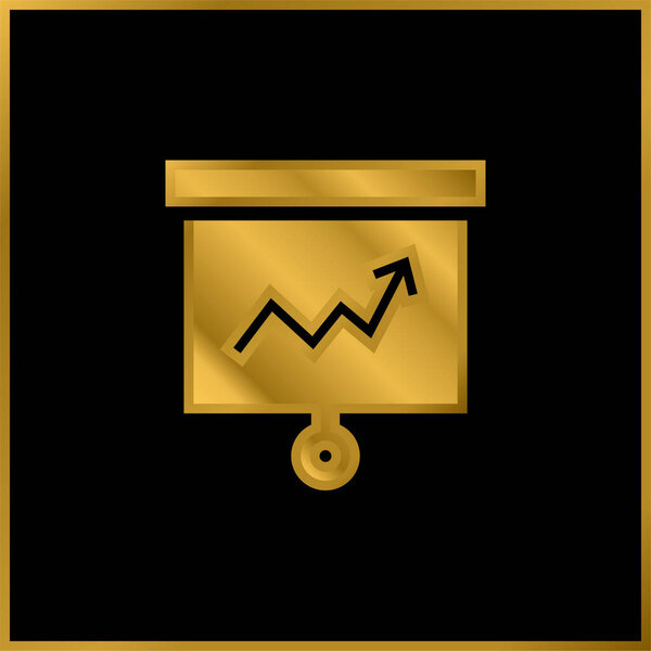 Analytic gold plated metalic icon or logo vector