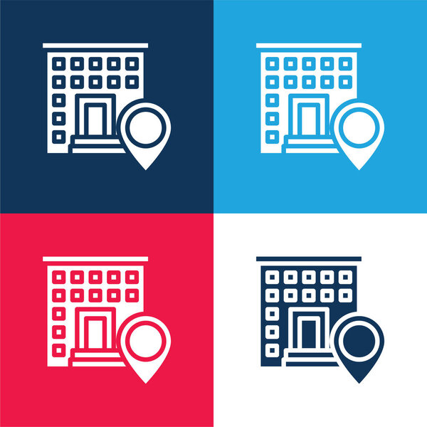 Адрес синий и красный четыре цвета минимальный набор значков