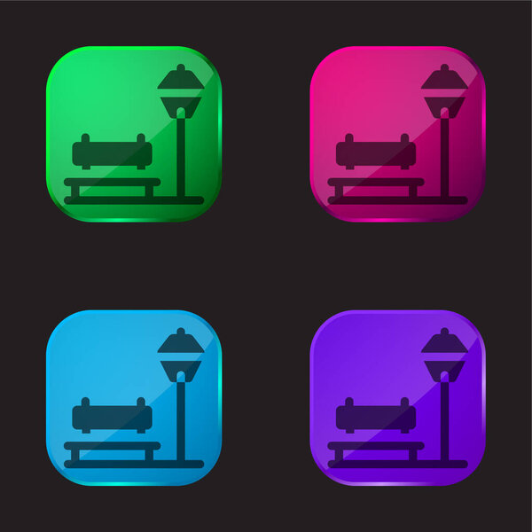 Bench four color glass button icon