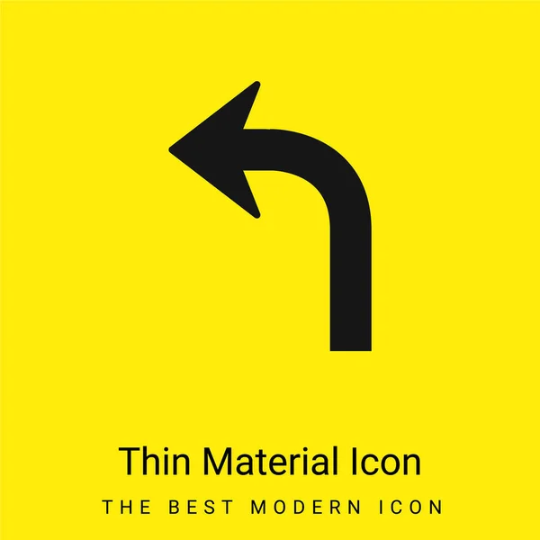 Curva Flecha Apuntar Izquierda Mínimo Icono Material Amarillo Brillante — Vector de stock