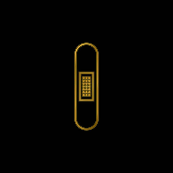Band Aid Silhouette In Vertical Position gold plated metalic icon or logo vector