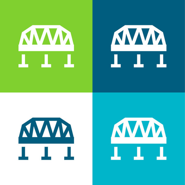 Мост Плоский четырехцветный минимальный набор значков