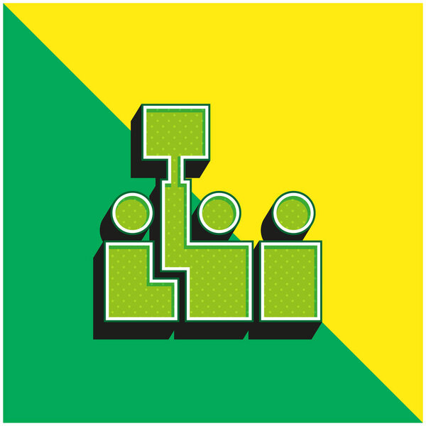 Аукцион Зеленый и желтый современный 3d векторный логотип