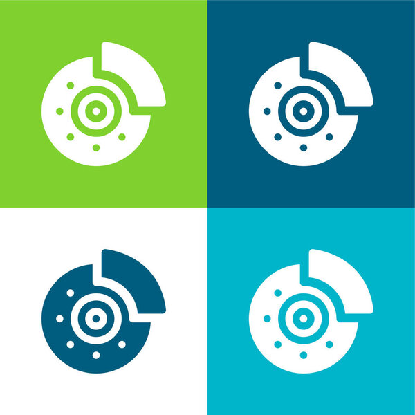 Brake Flat four color minimal icon set