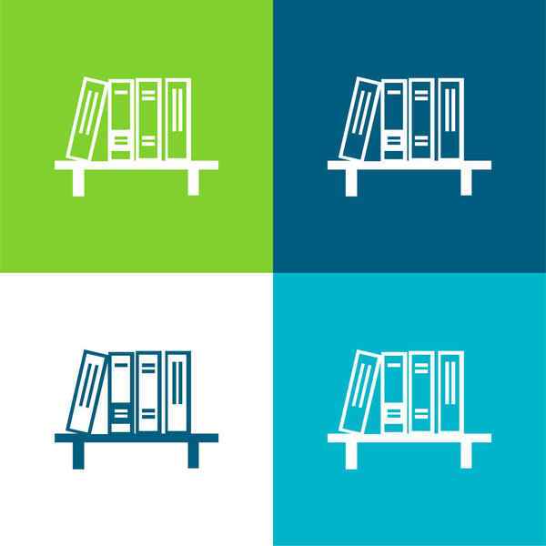 Books Flat four color minimal icon set