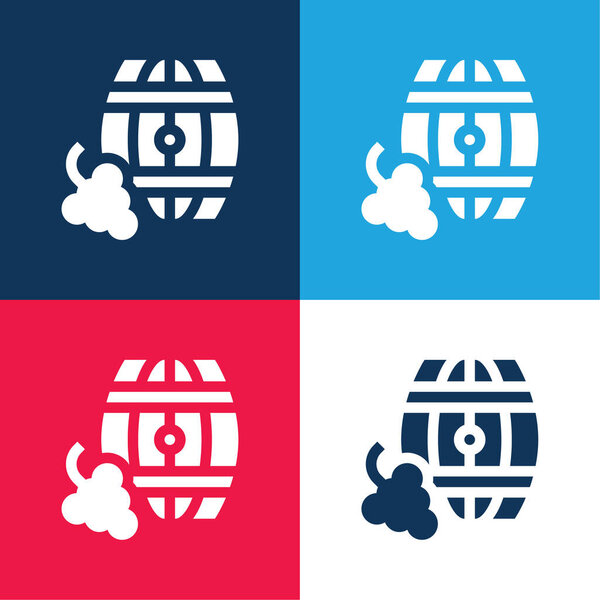 Barrel blue and red four color minimal icon set