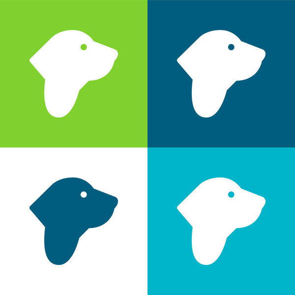 Basset Hound Flat four color minimal icon set