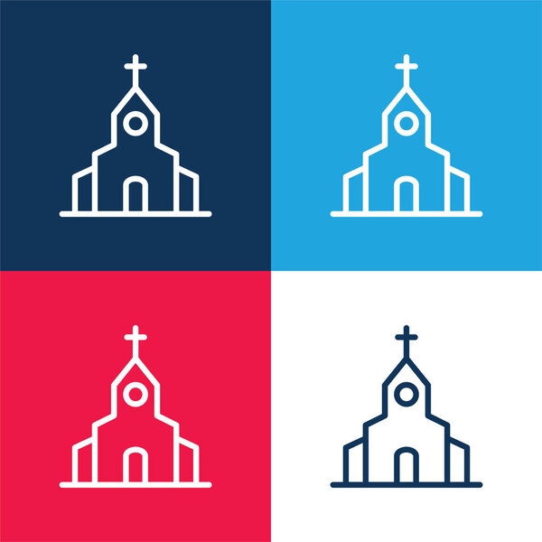 Большая церковь синий и красный четыре цвета минимальный набор икон