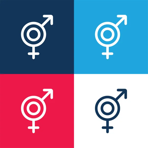 Bigender Kék Piros Négy Szín Minimális Ikon Készlet — Stock Vector