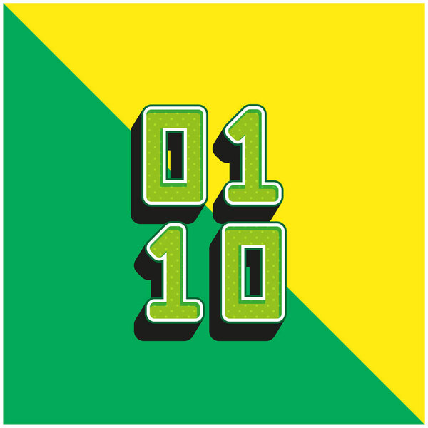 Binary Code Green and yellow modern 3d vector icon logo