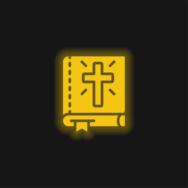 Bible yellow glowing neon icon