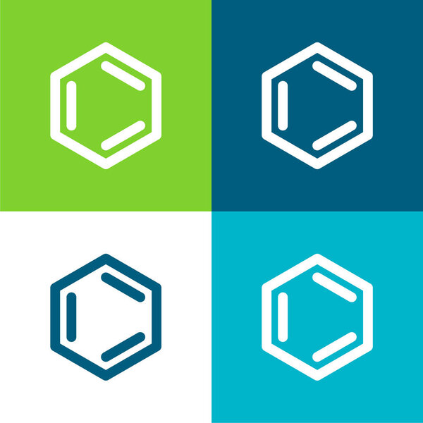 Benzene Flat четырехцветный минимальный набор значков