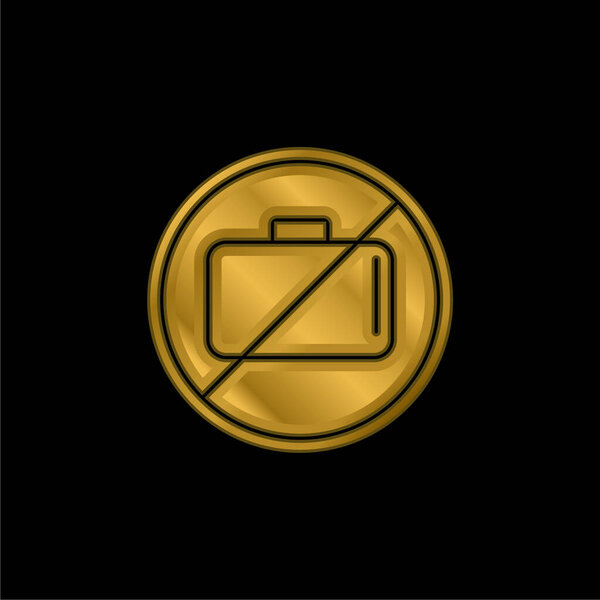 Baggage Ban Signal gold plated metalic icon or logo vector