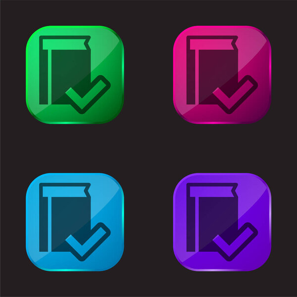 Интерфейс проверки книги Символ четырехцветной кнопки стекло