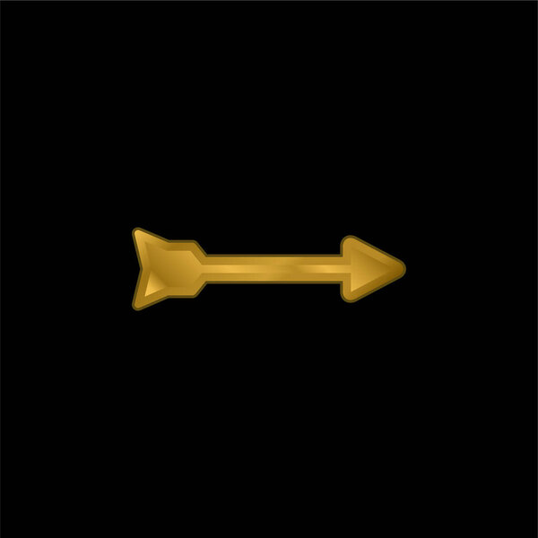 Arrow gold plated metalic icon or logo vector