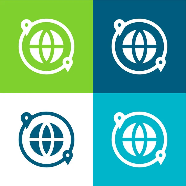 World Flat Four Color Minimal Icon Set — Stock Vector