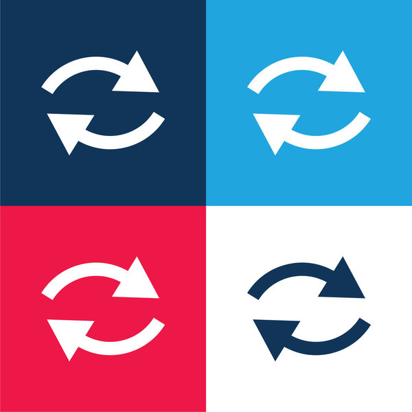 Arrows Couple blue and red four color minimal icon set