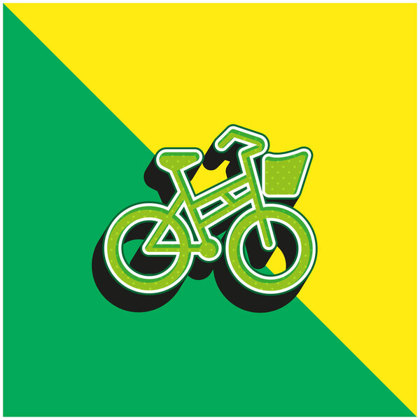 Bicycle Green and yellow modern 3d vector icon logo