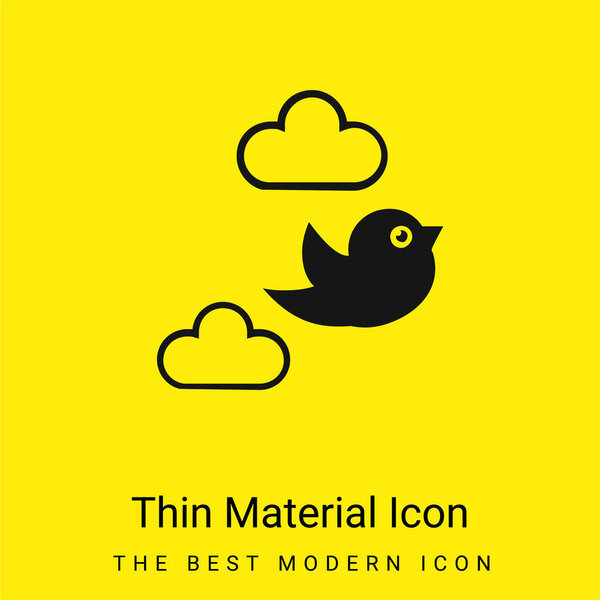 Bird Flying Between Clouds minimal bright yellow material icon