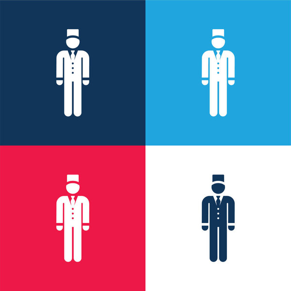 Bell Boy blue and red four color minimal icon set