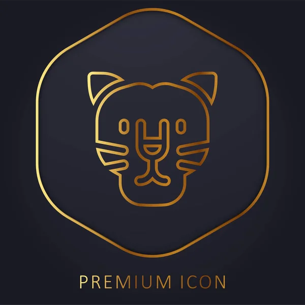 stock vector Black Panther golden line premium logo or icon
