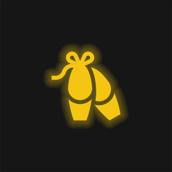 Ballerina yellow glowing neon icon