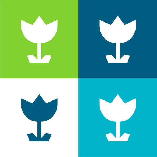 Angular Flower Flat four color minimal icon set