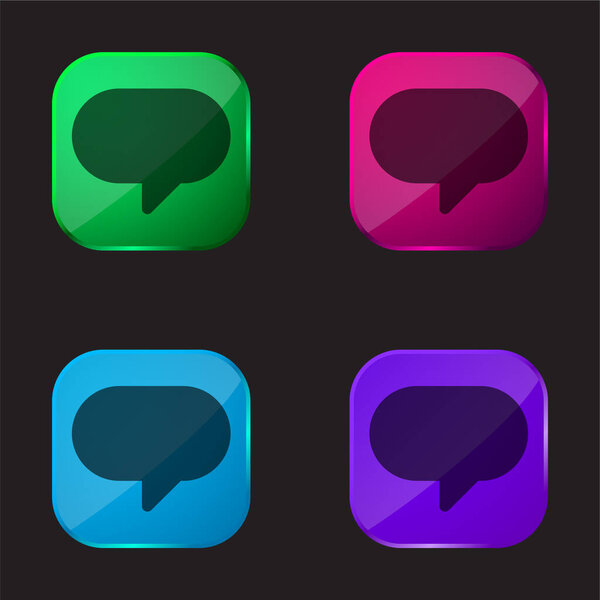 Blank Speech Bubble four color glass button icon
