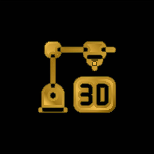 3d Printing gold plated metalic icon or logo vector