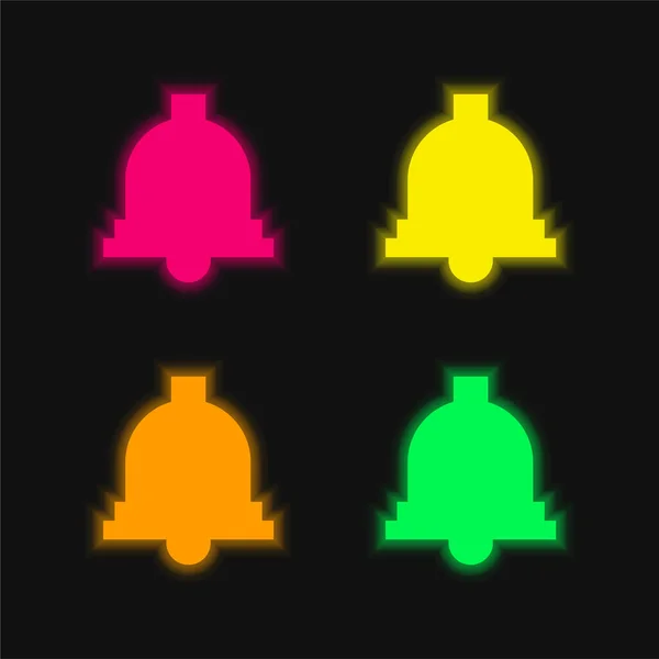 stock vector Bell four color glowing neon vector icon