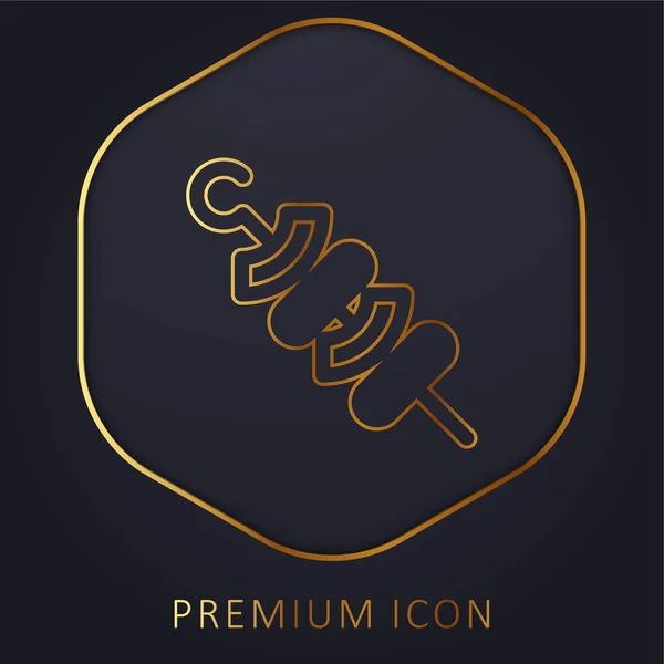 Barbecue Golden Line Premium Logo Icon — Stock Vector