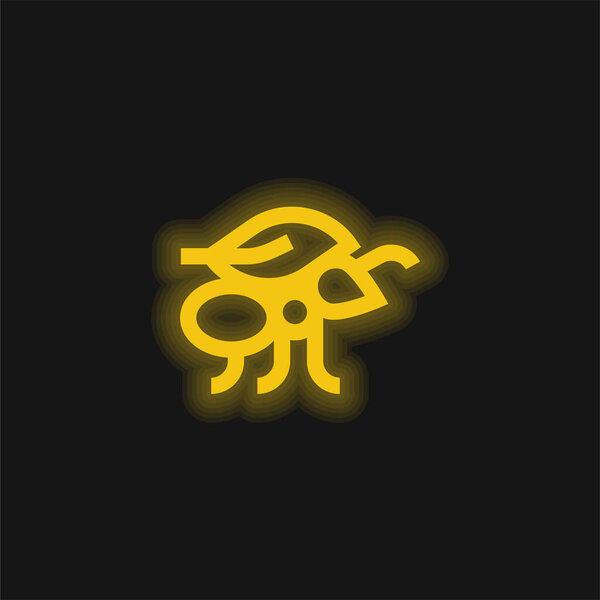 Желтый светящийся неоновый значок