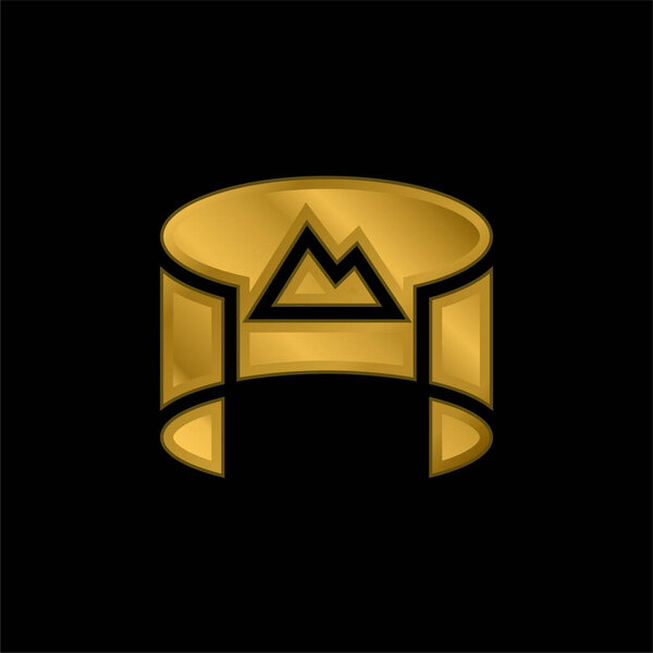 360 Просмотр позолоченной металлической иконки или вектора логотипа