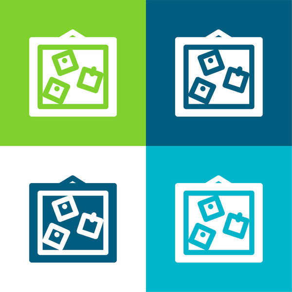Board Flat four color minimal icon set