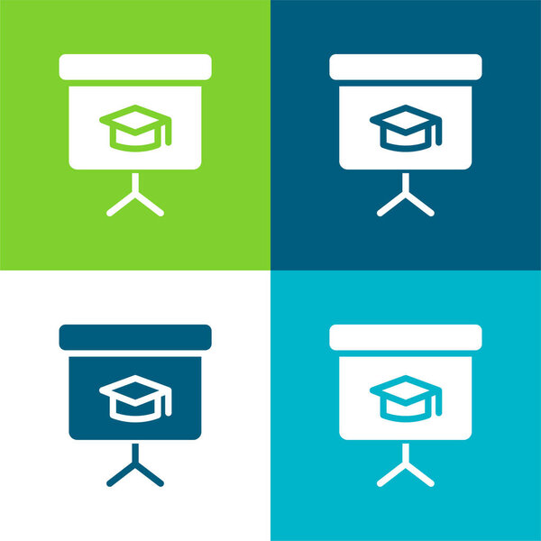 Blackboard Flat four color minimal icon set