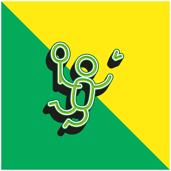 Badminton Player Green and yellow modern 3d vector icon logo